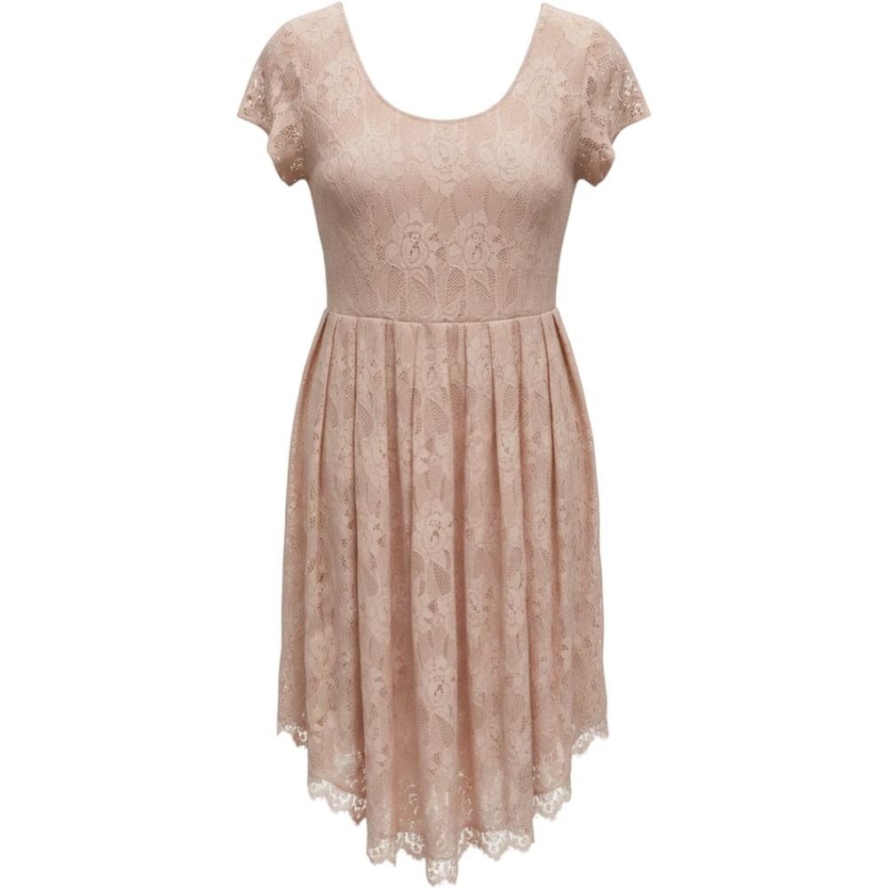 Torrid Women Plus Size 20 Peach Lace Fit Flare High Low Dress Short Sleeve Blush